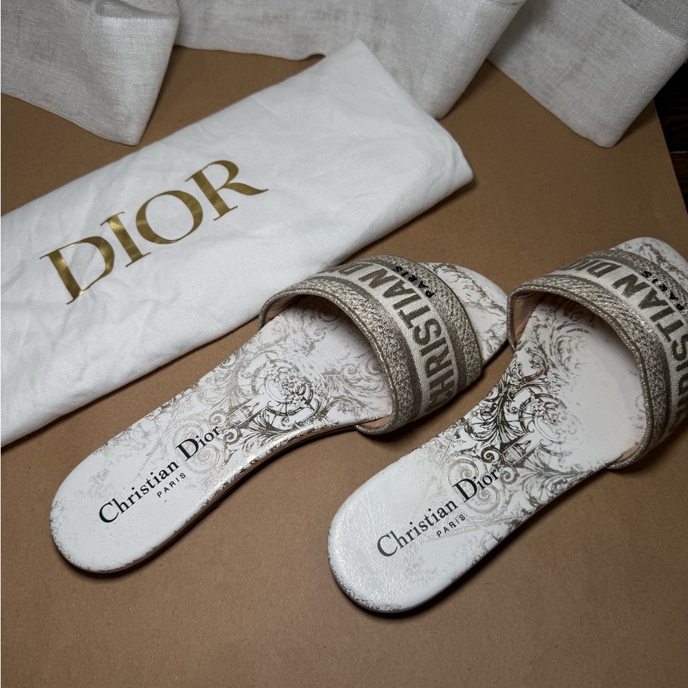 Christian Dior Dway Slides Toile de Jouy Beige EU 38 US 7.5–8 - Picture 4 of 8